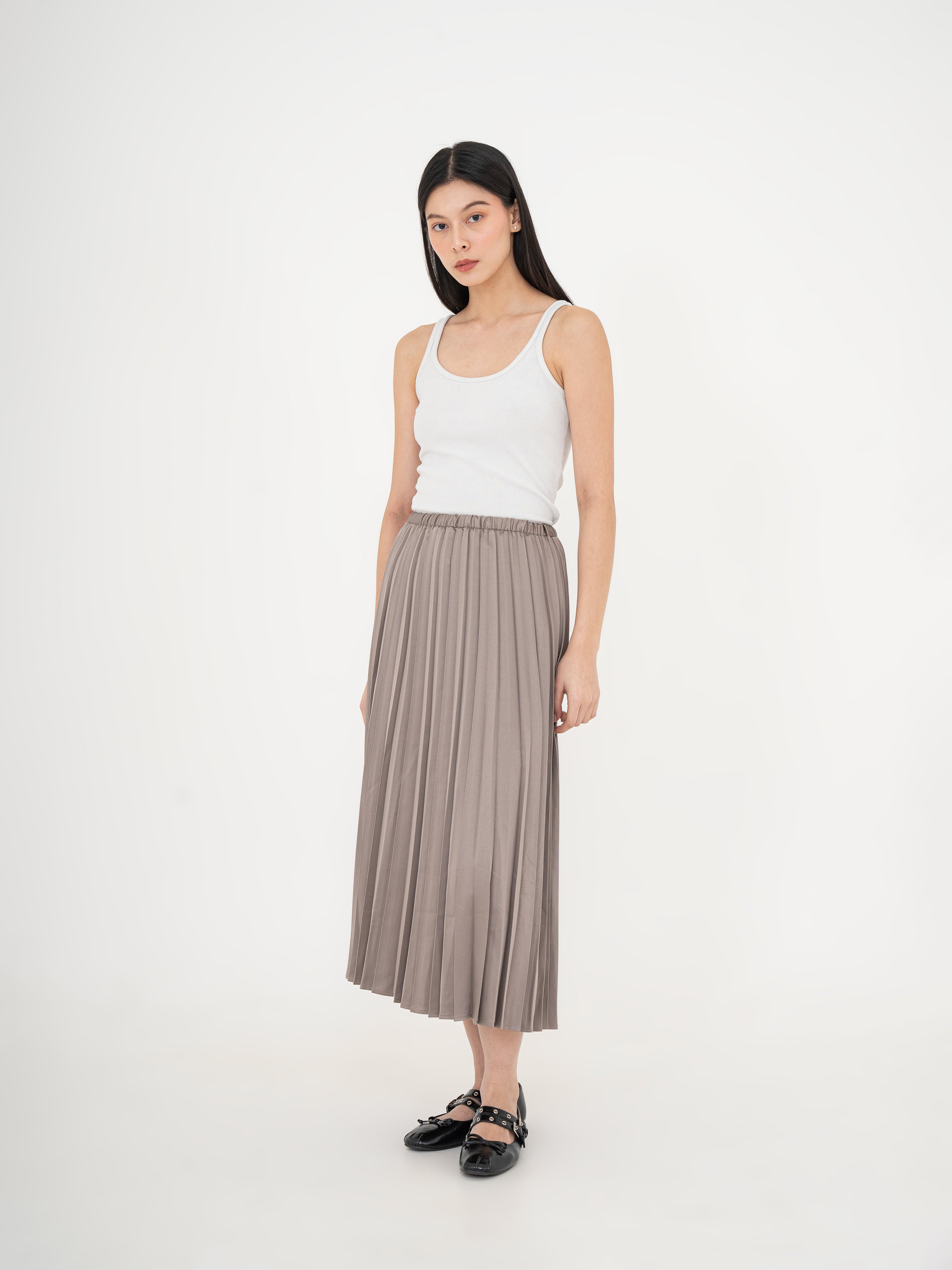 Masumi Satin Pleated Skirt