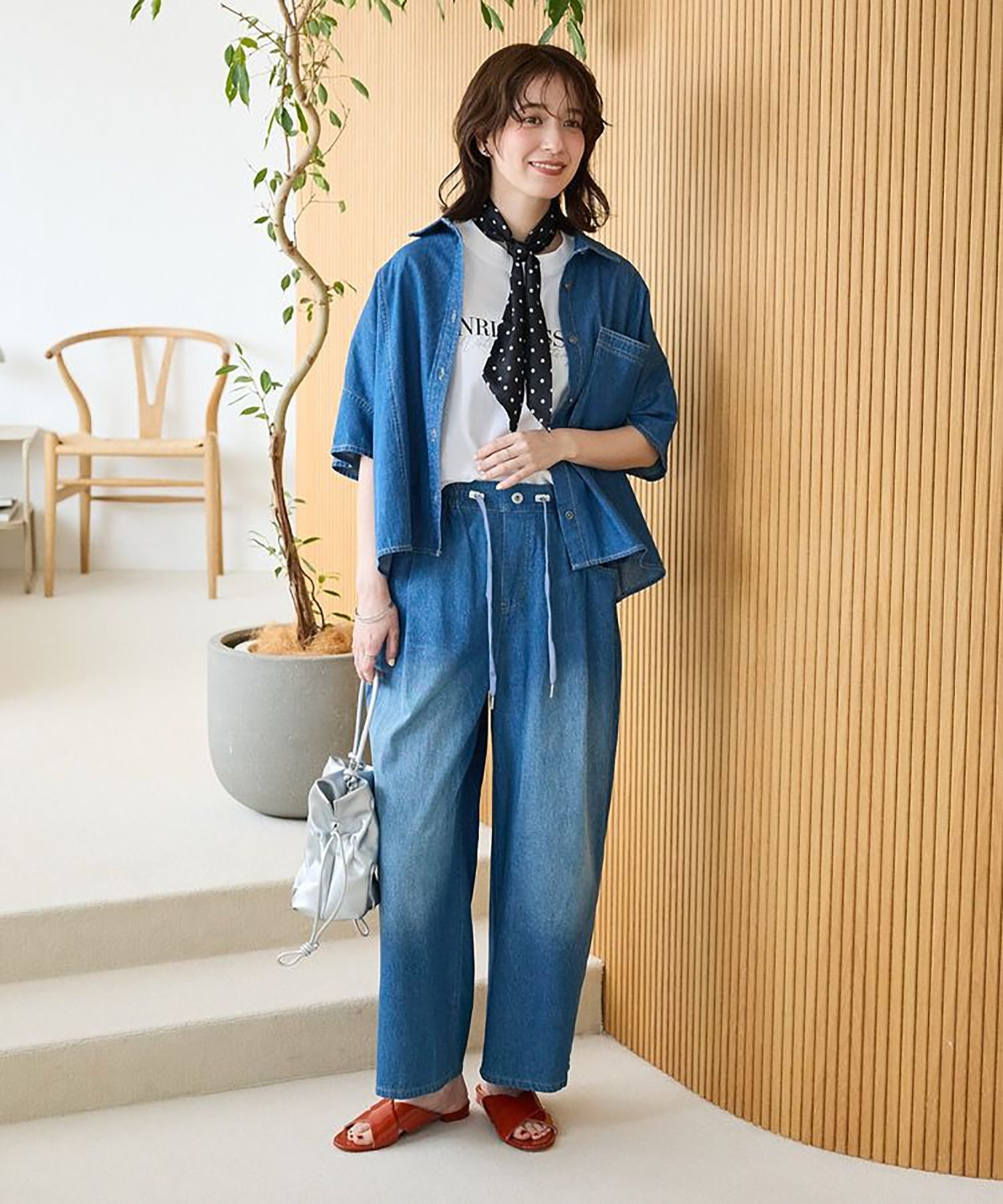 Kinmokusei Wide Leg Denim Pants