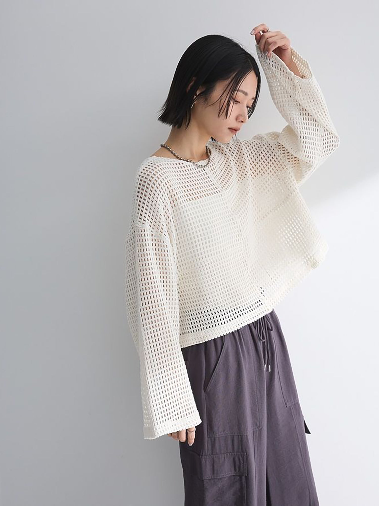 Fumika Cropped Mesh Cardigan