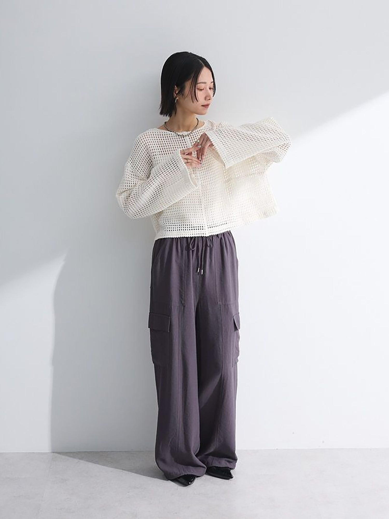 Fumika Cropped Mesh Cardigan