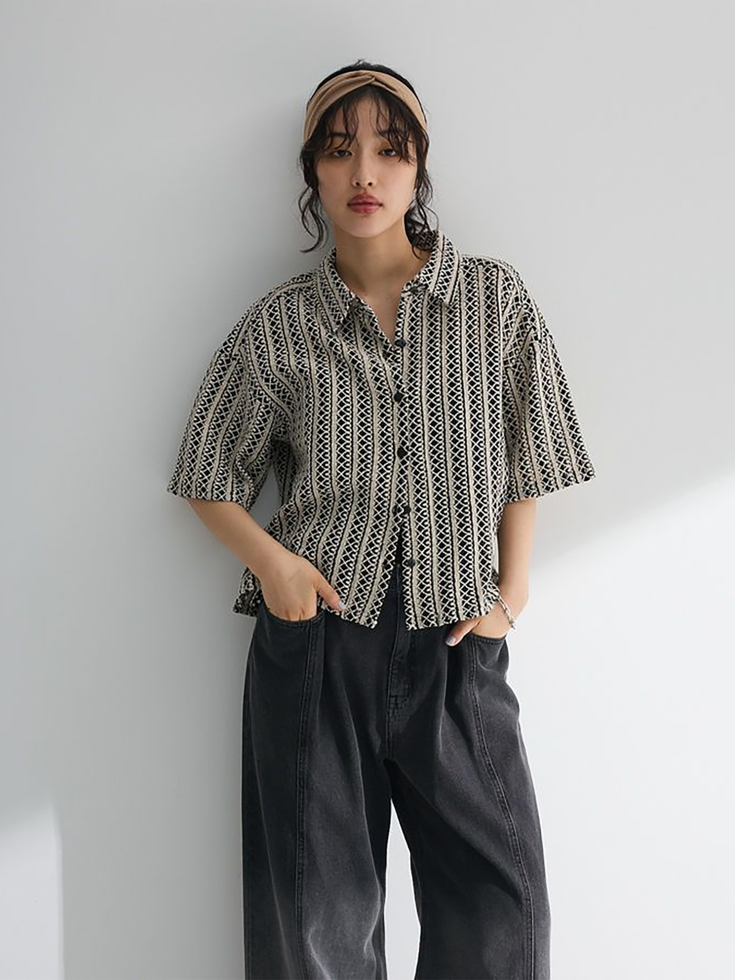 Hasu Collared Lace Shirt