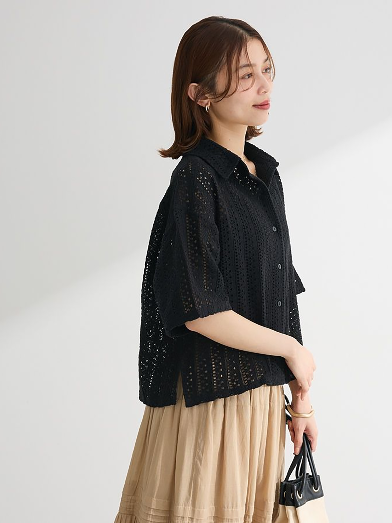 Hasu Collared Lace Shirt