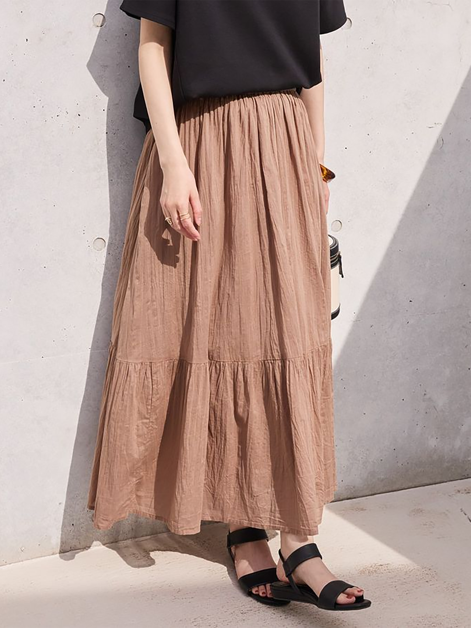 Yanagi Crinkle Tiered Skirt