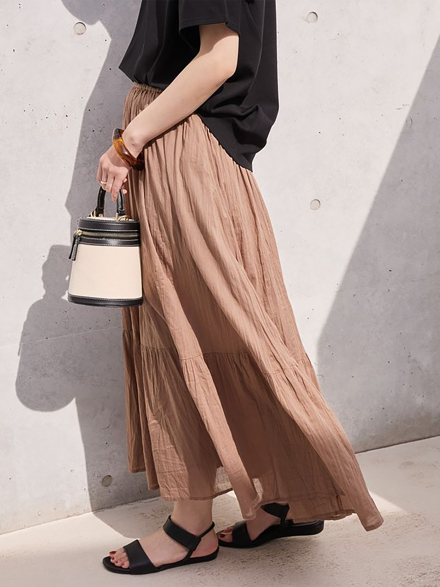 Yanagi Crinkle Tiered Skirt