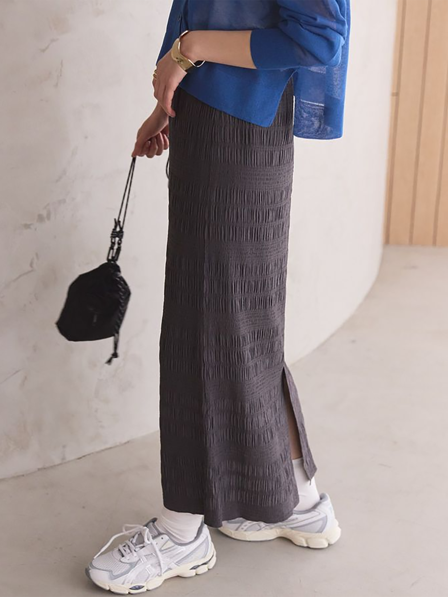 Kuwazu Shirred Straight Skirt