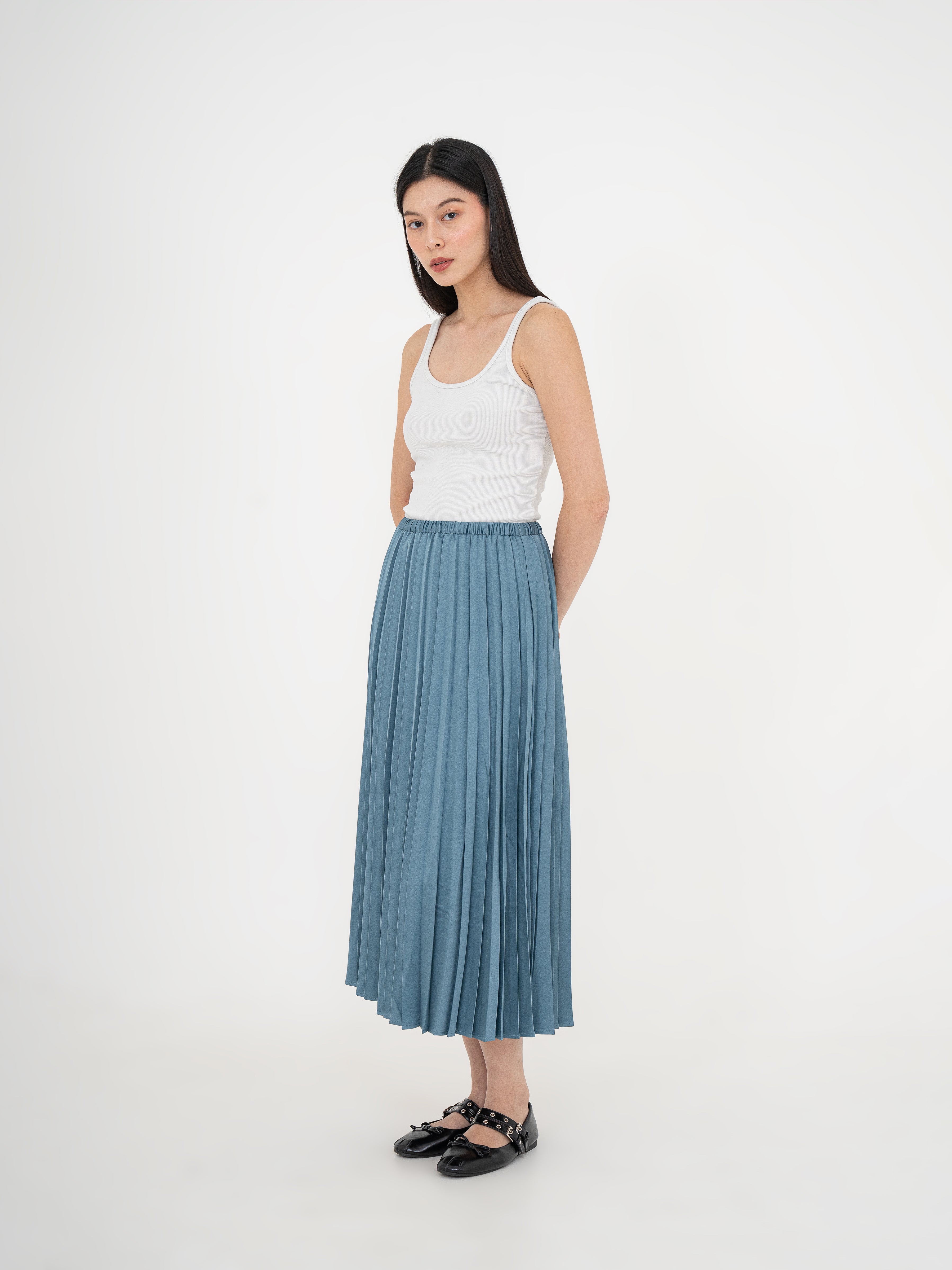 Masumi Satin Pleated Skirt