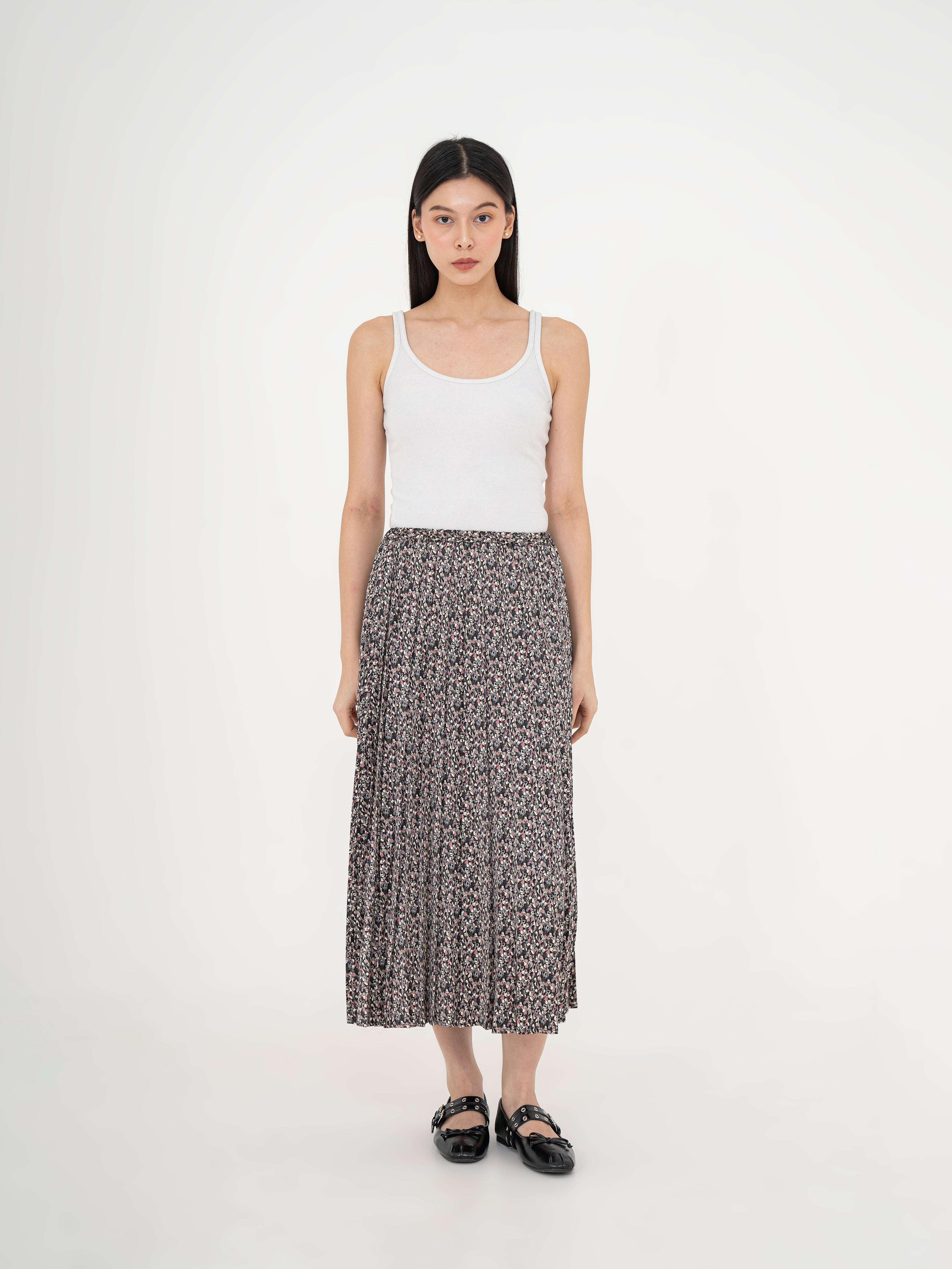 Masumi Satin Pleated Skirt