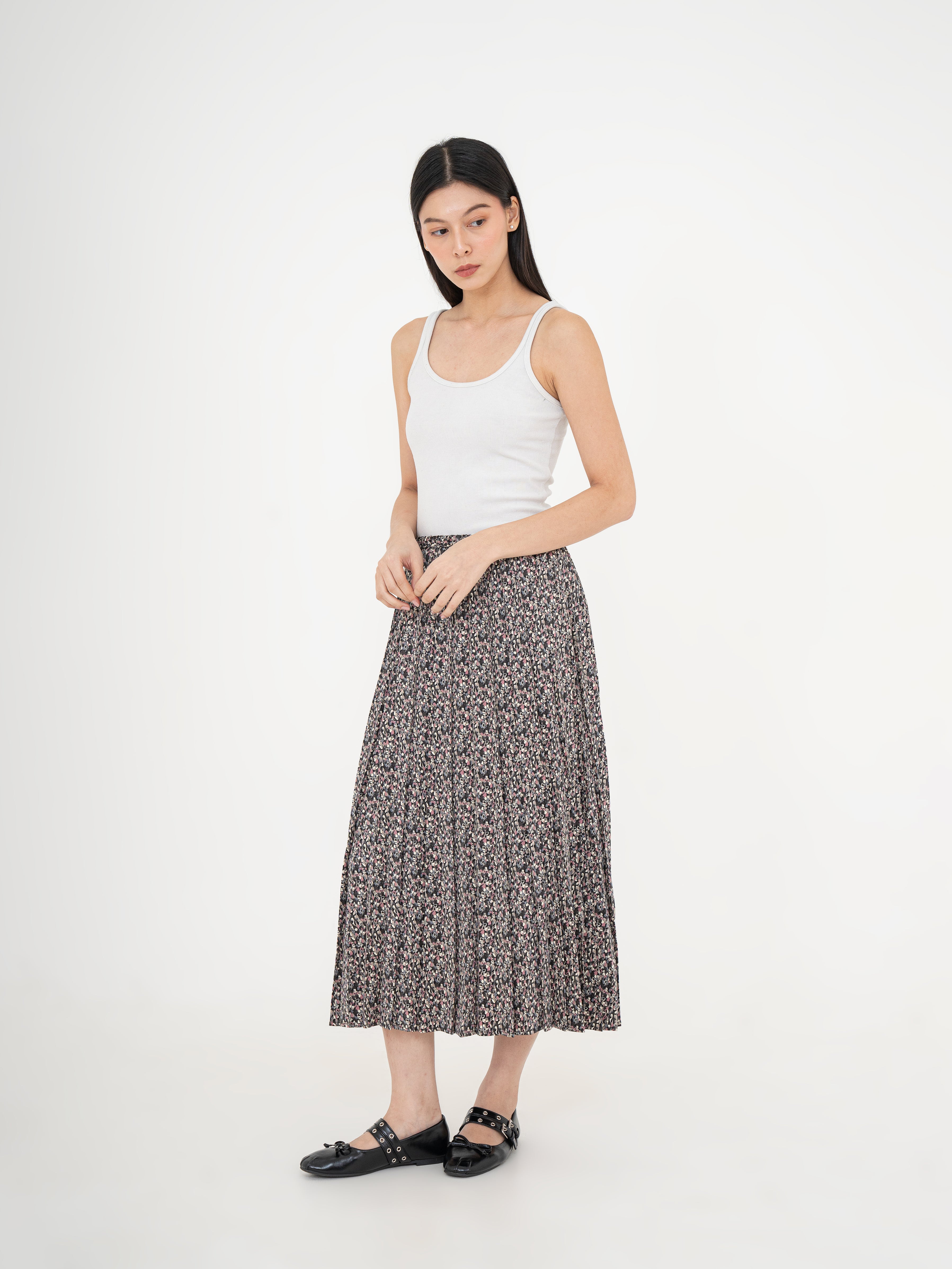 Masumi Satin Pleated Skirt