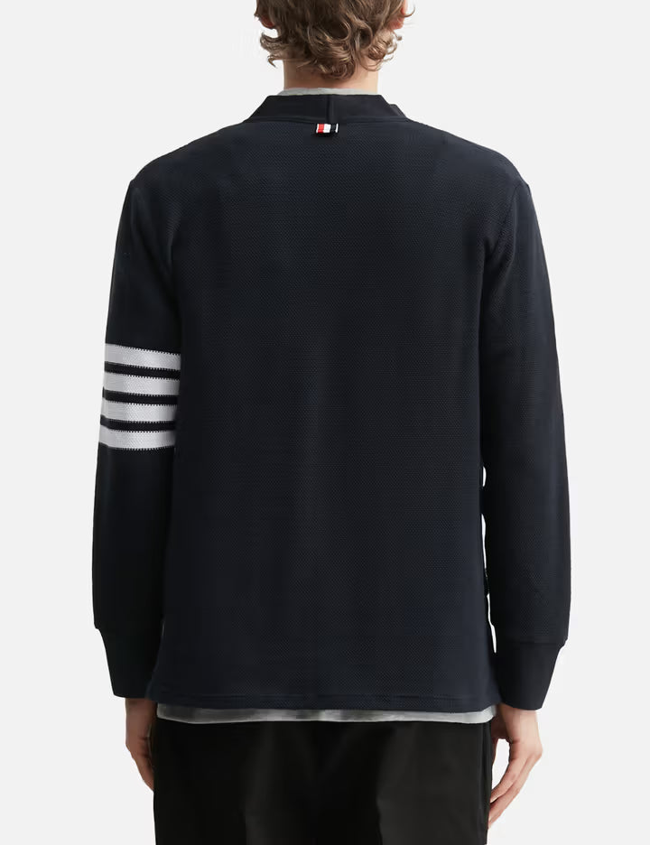 Textured Pique 4-Bar Cardigan