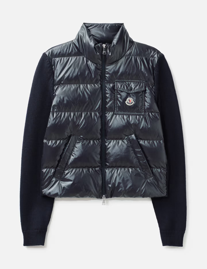 Padded Zip-Up Wool Cardigan