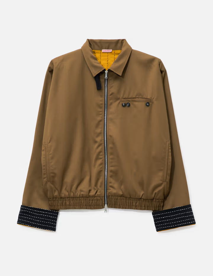Brown Chore Jacket With Stand Collar