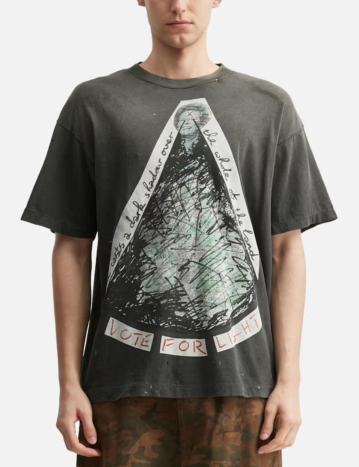 Saint Michael × Jamie Reid Vote For Light Short Sleeves T-Shirt