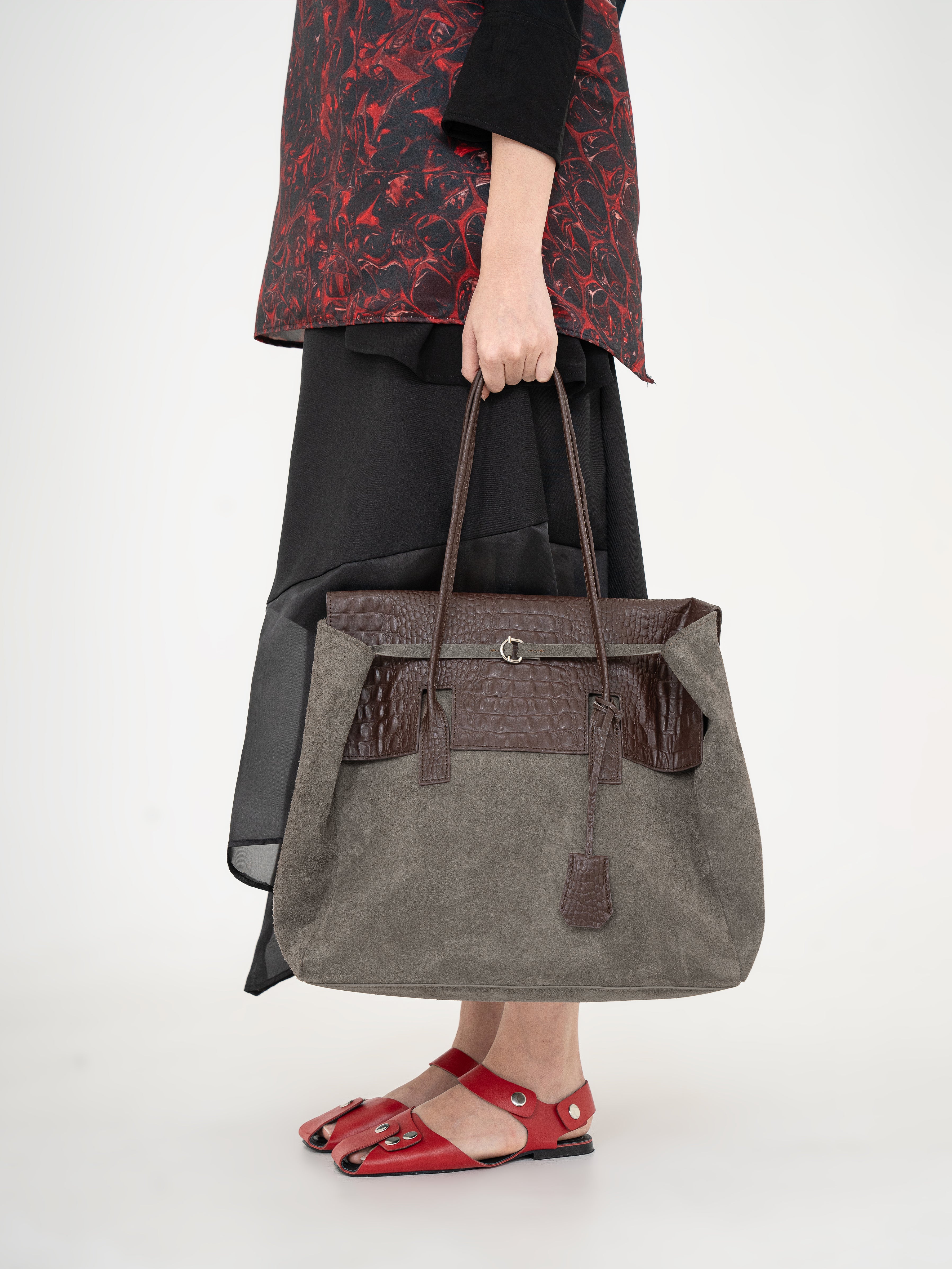 ESSENS BAG - Croc Suede Brown