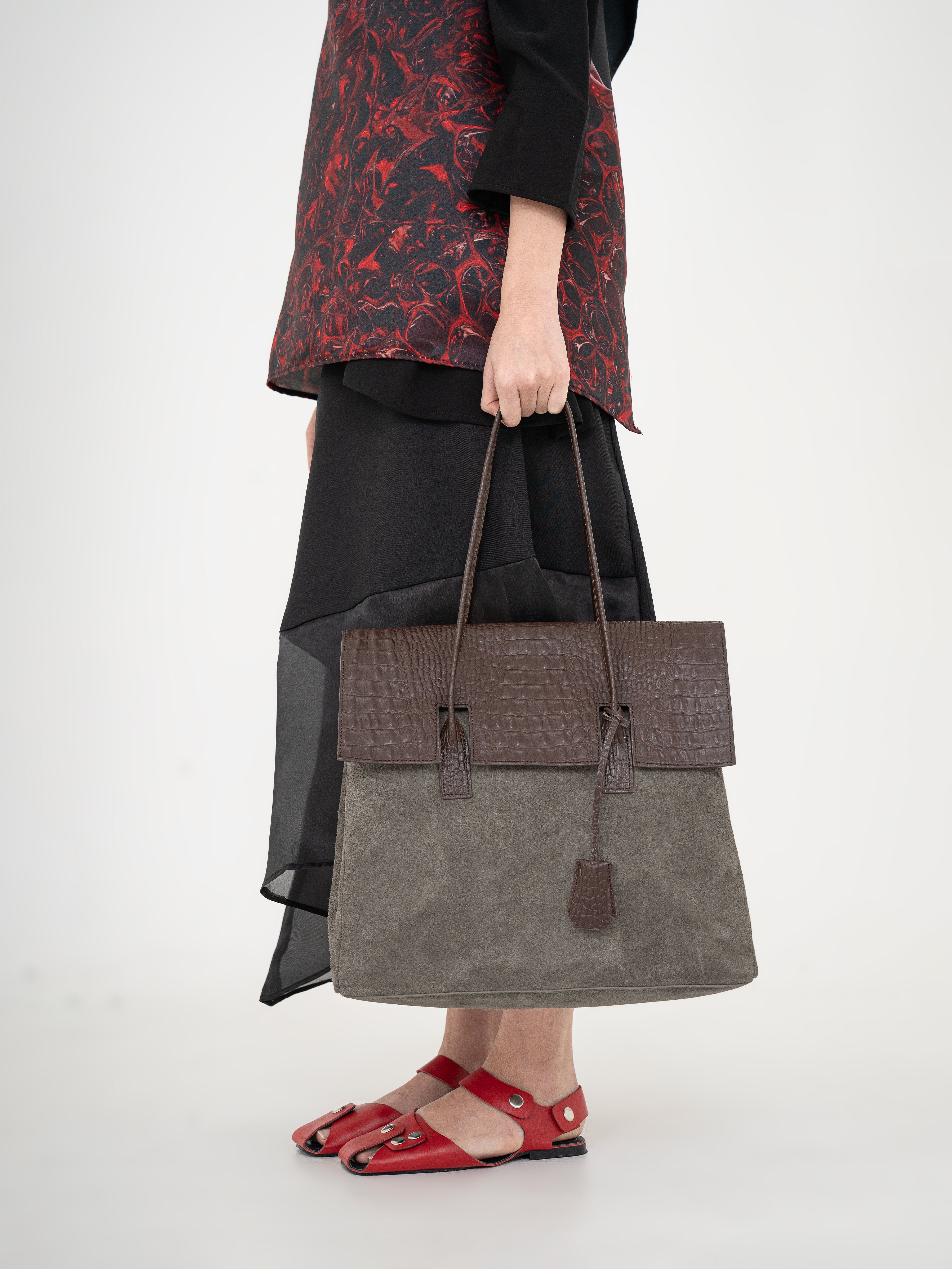 ESSENS BAG - Croc Suede Brown