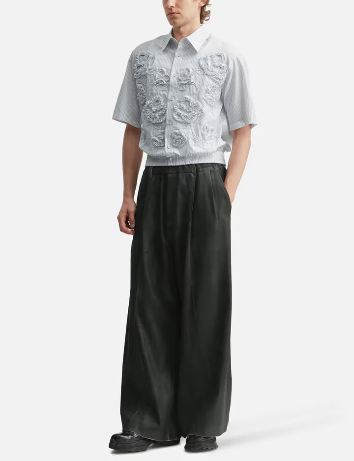 Flower Embroidery Short Sleeve Shirt