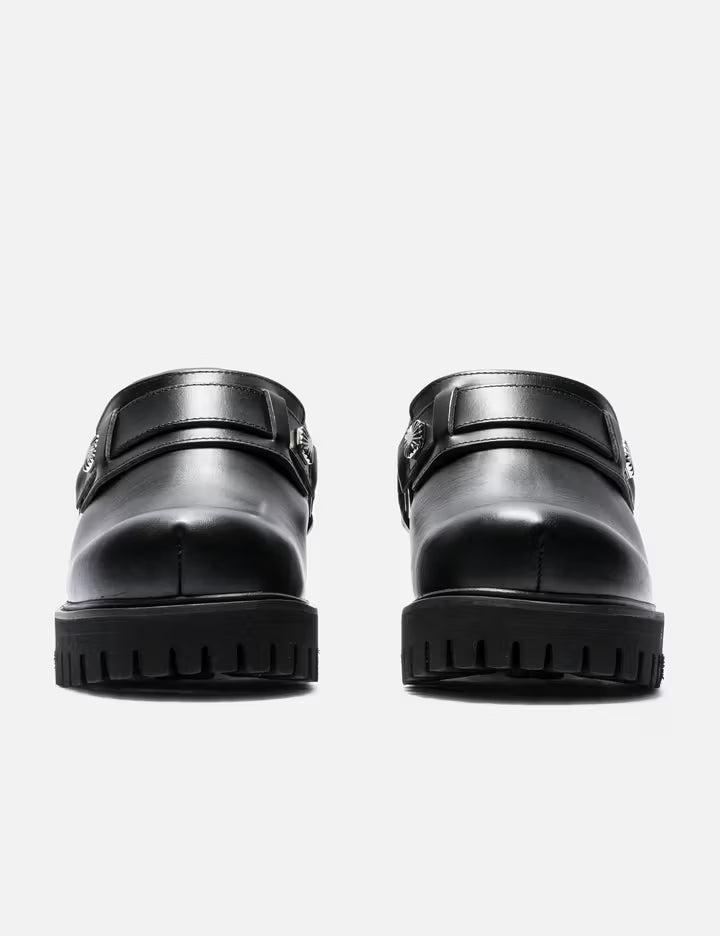 Black Leather Mules