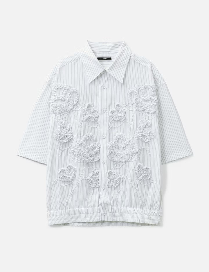Flower Embroidery Short Sleeve Shirt