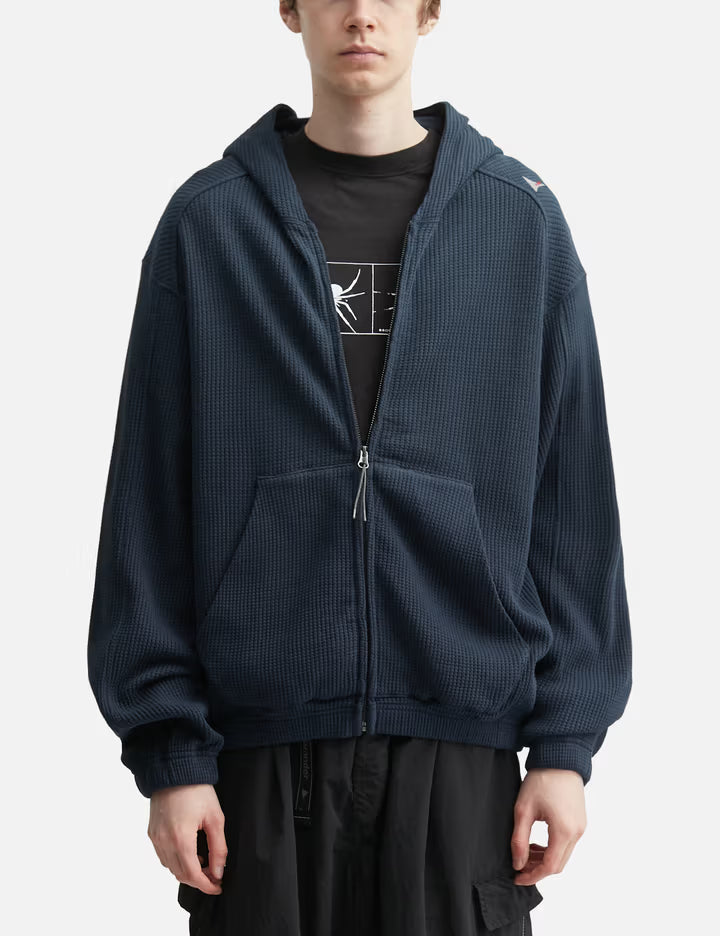 Bee Sun Faded Organic Waffle Zip Up Hoodie