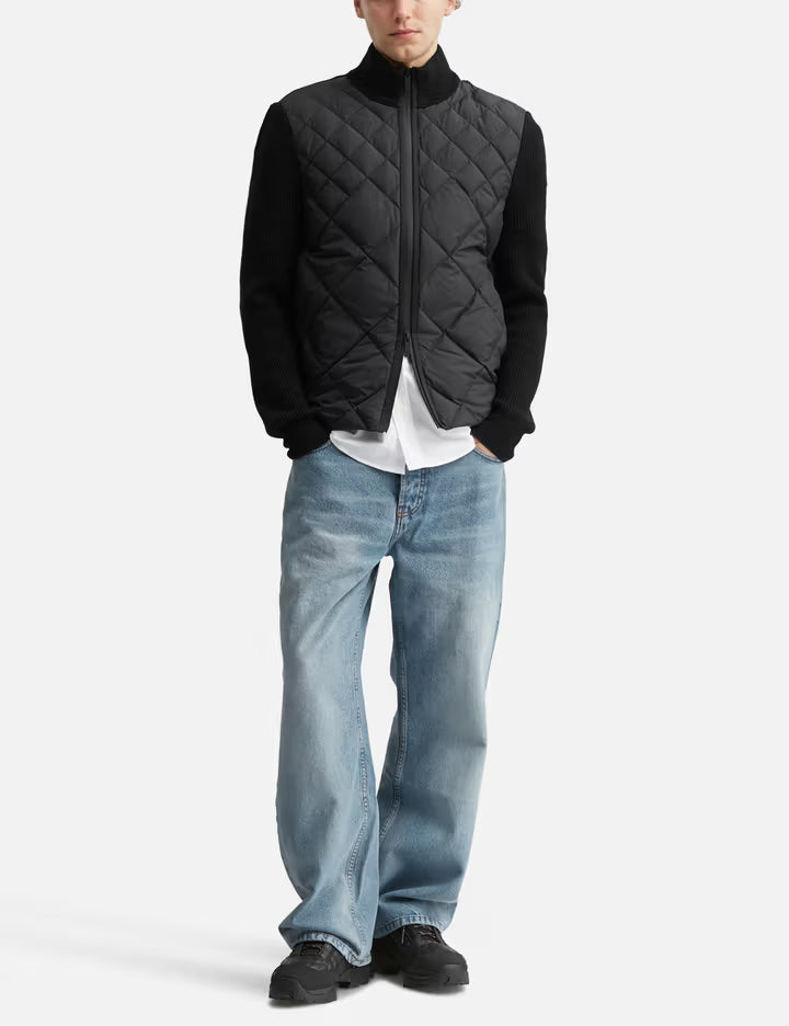 Diamond-Quilted Zip Cardigan