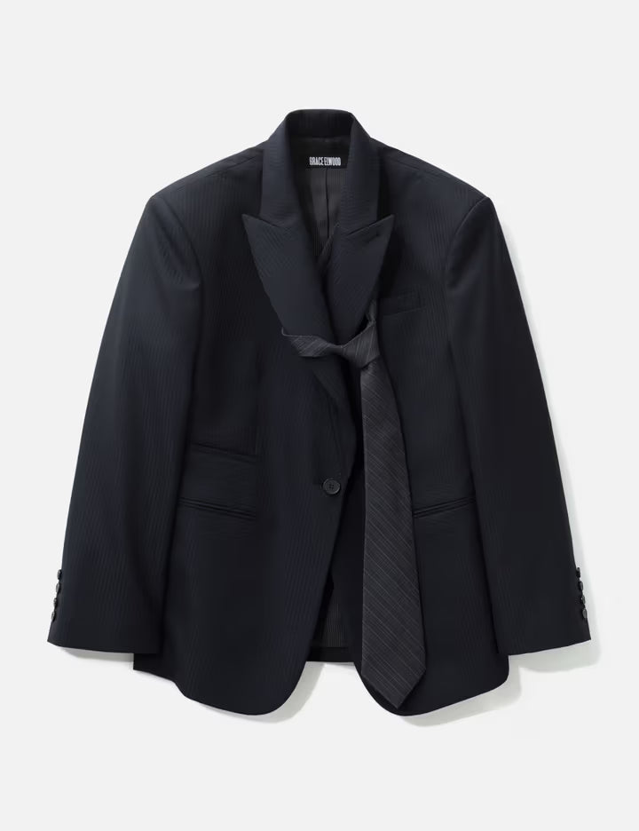 Tie Pireced Oversized Jacket