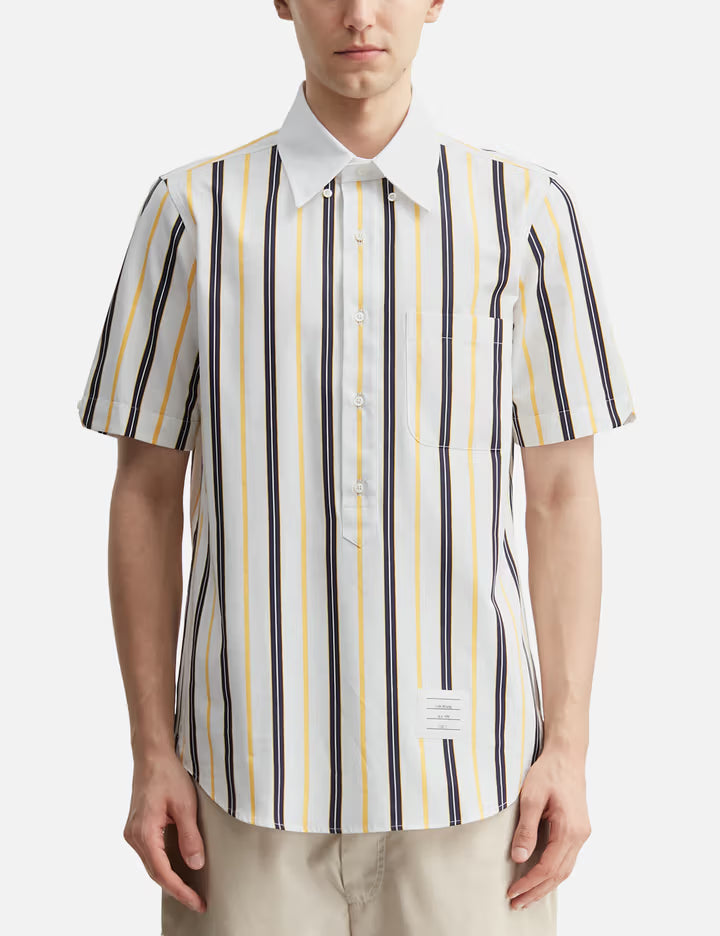 Repp Stripe Poplin Short Sleeve Shirt