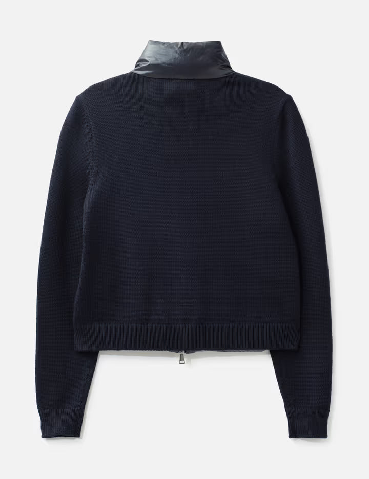 Padded Zip-Up Wool Cardigan