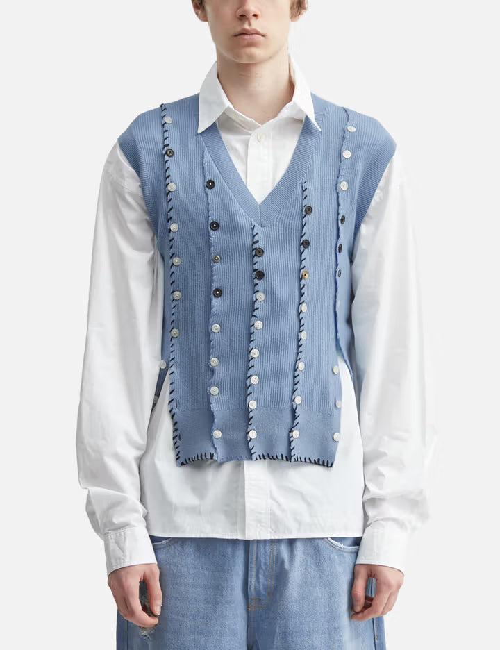 Light Blue Button Vest