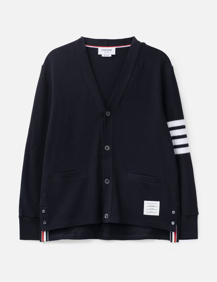 Textured Pique 4-Bar Cardigan