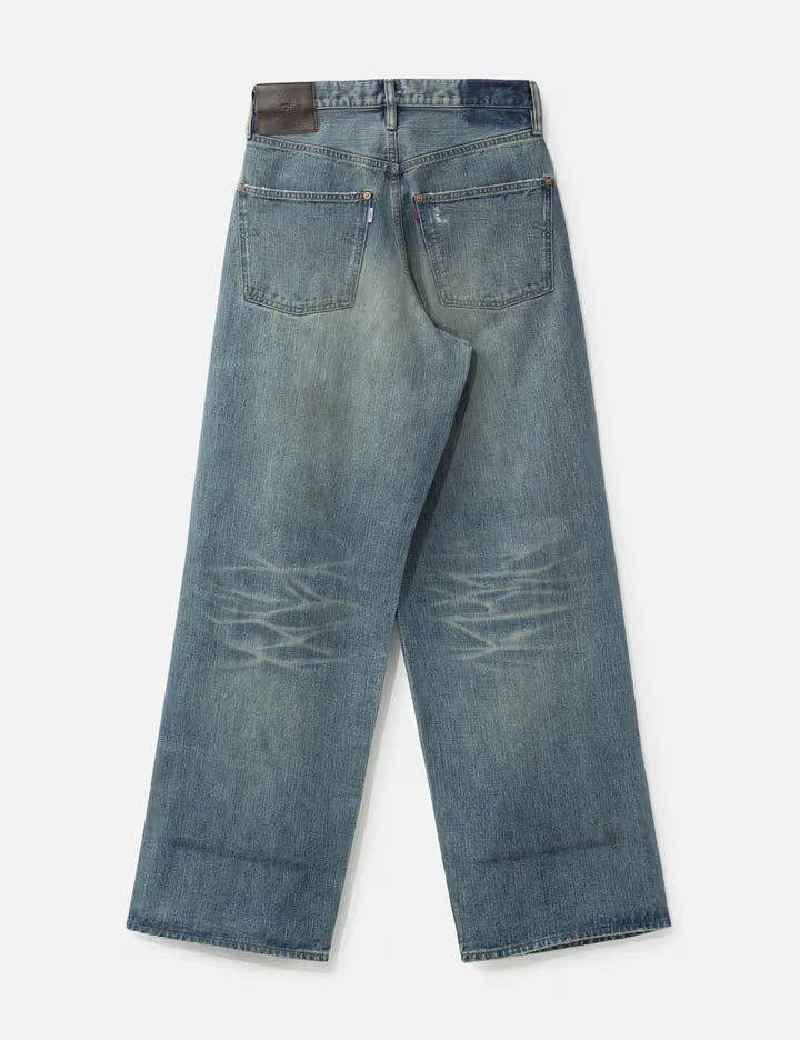 Destressed Modern Denim Wide Cut