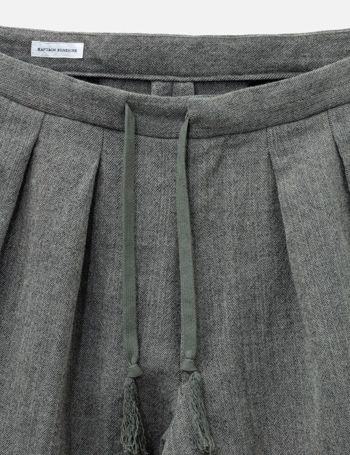 Wool Herringbone Easy Trousers