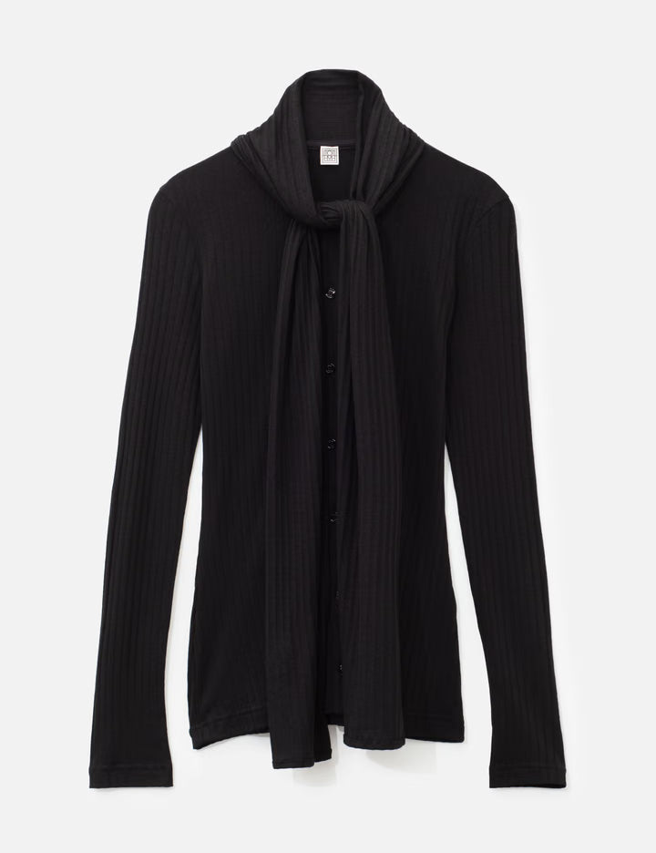 Ribbed Bow Blouse
