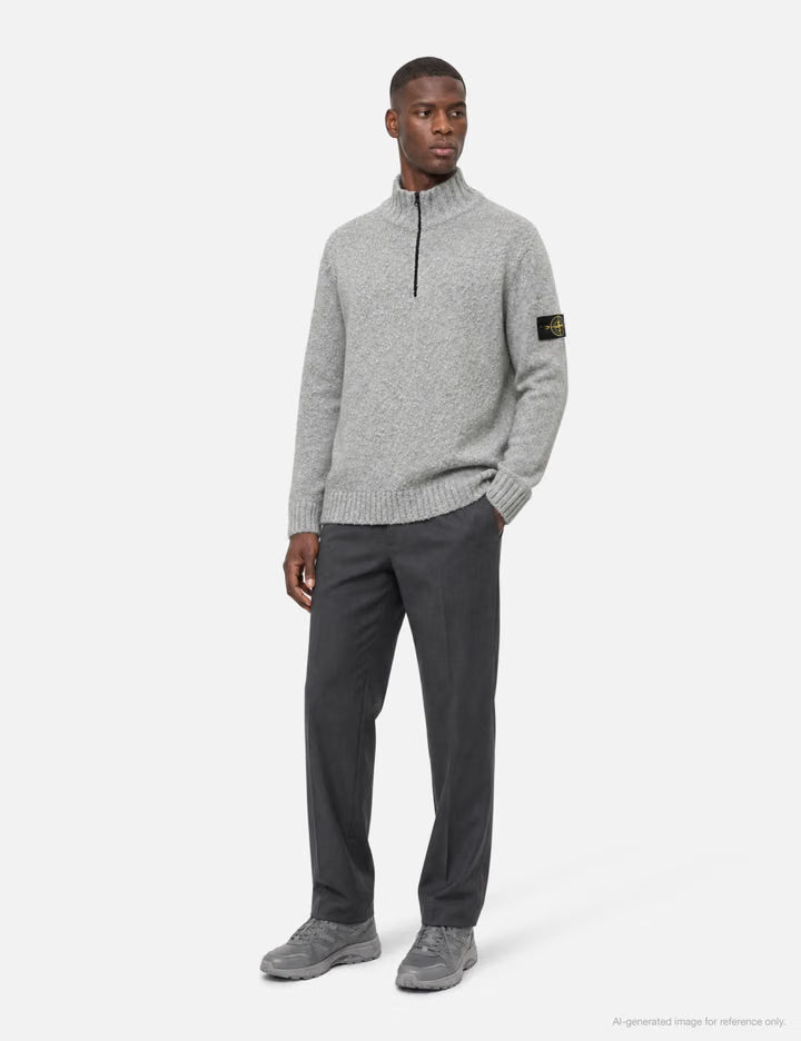Speckled Wool Nylon Half-Zip Jumper