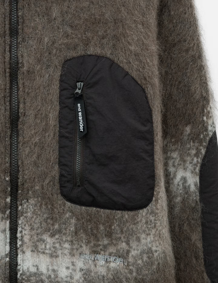 Jacquard Shaggy Knit F/Z Hoodie