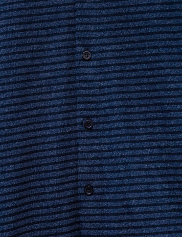 Adam Cotton Shirt In Navy Stripe