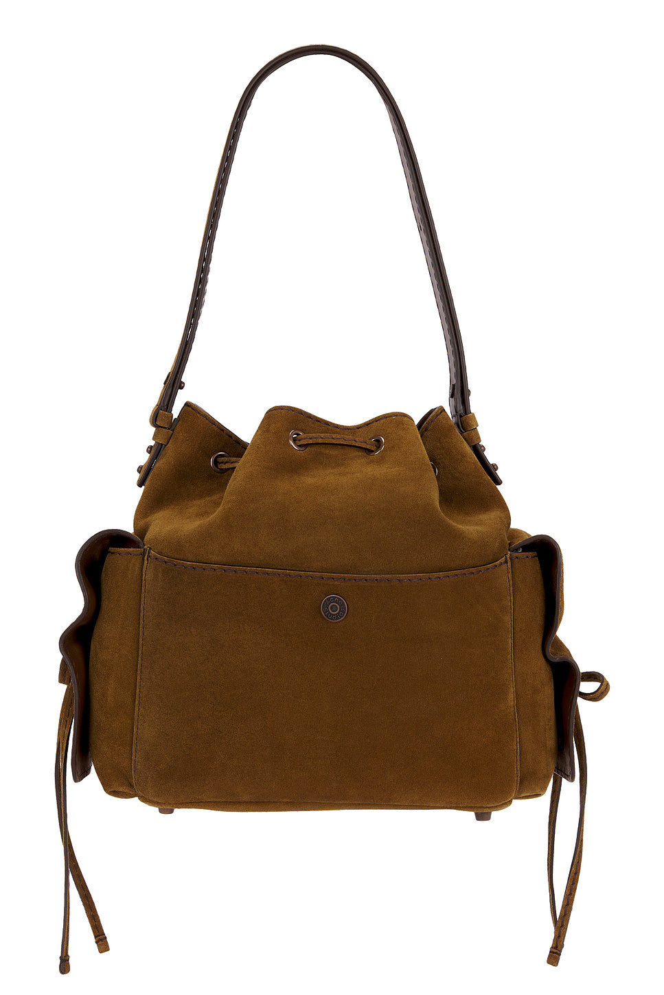 Multipocket Bucket Suede Bag