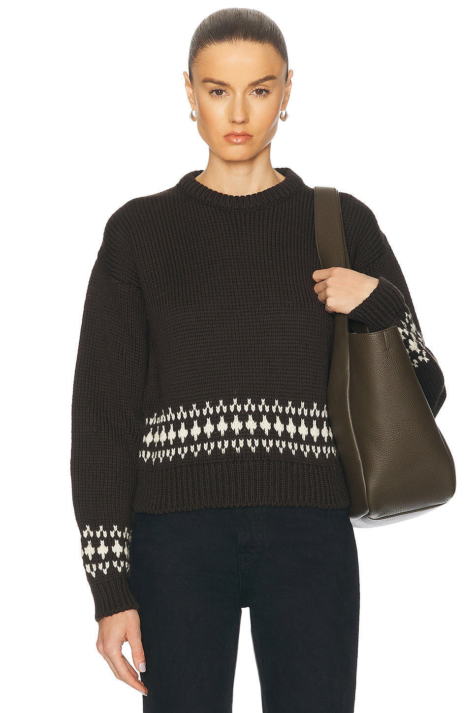 Fairisle Bottom Cropped Crewneck Sweater