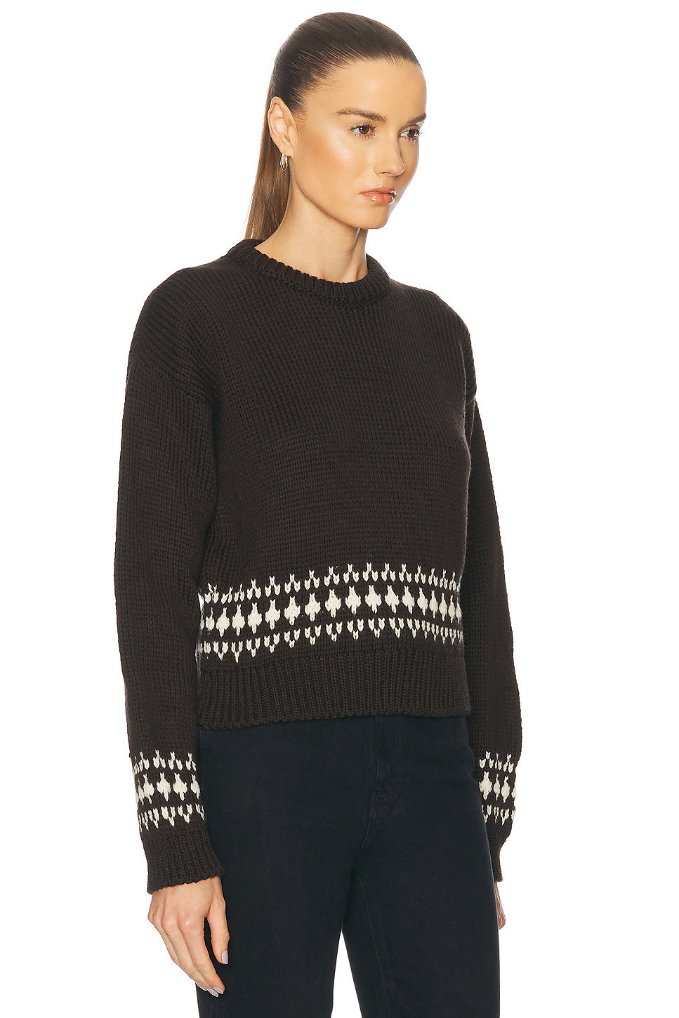 Fairisle Bottom Cropped Crewneck Sweater