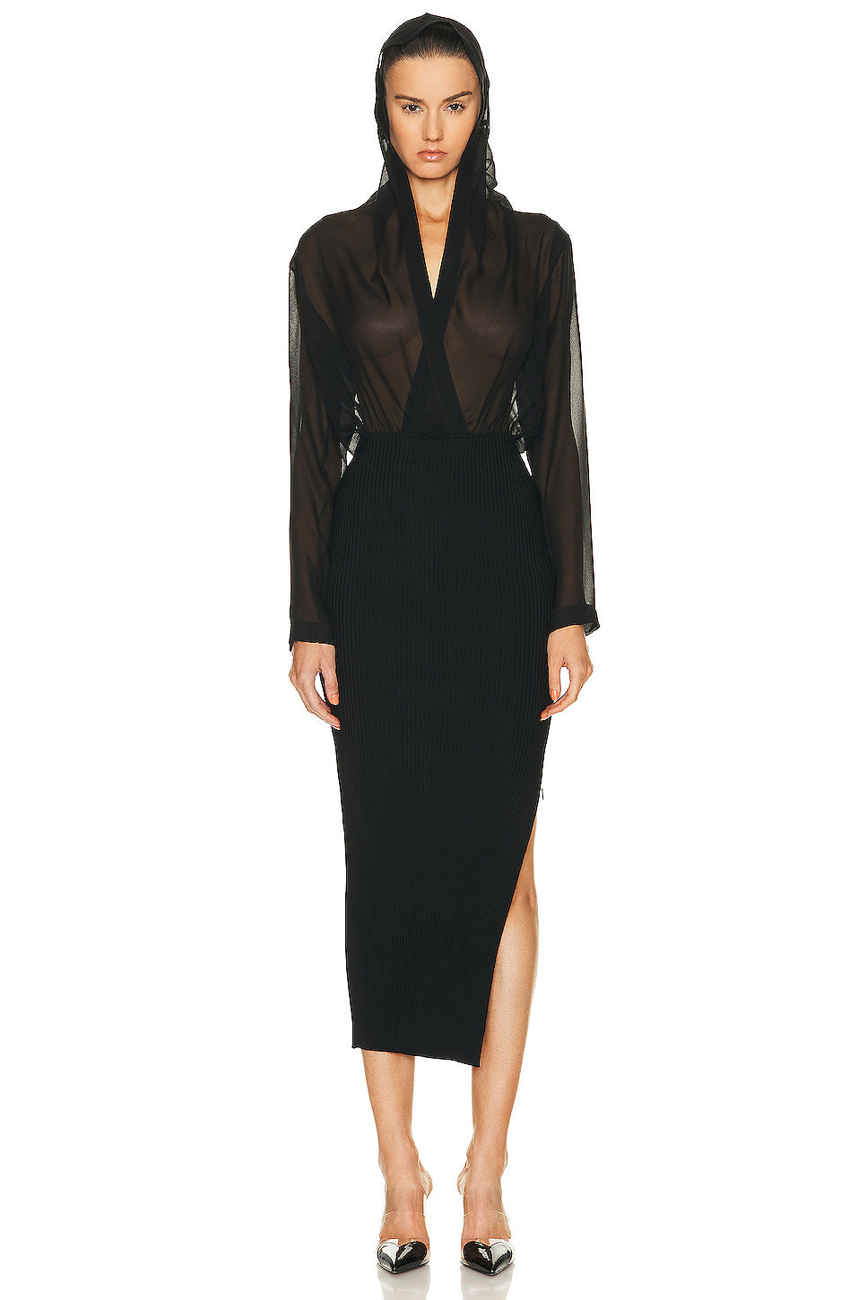Long Sleeve Dress in Noir ALAÏA