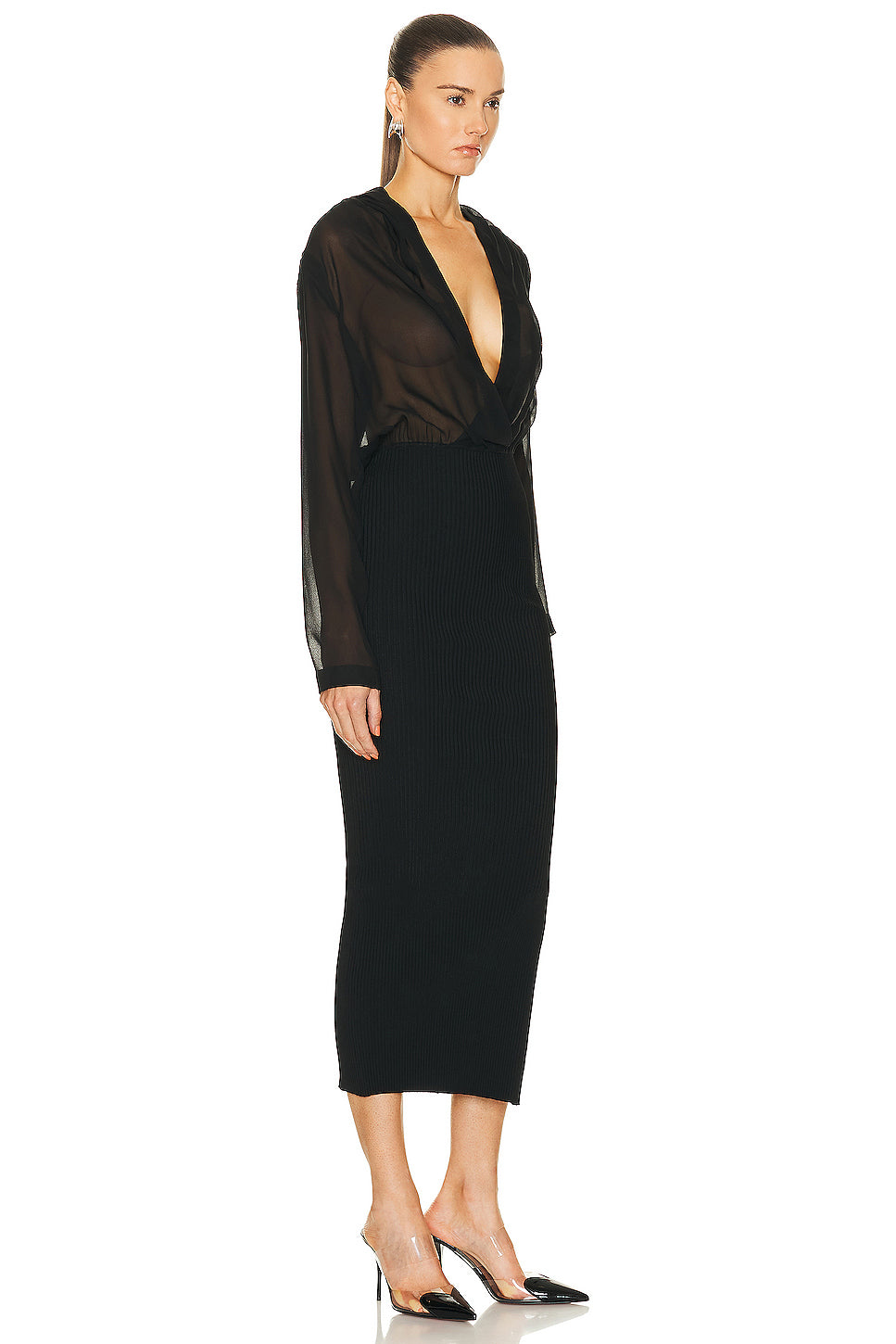 Long Sleeve Dress in Noir ALAÏA