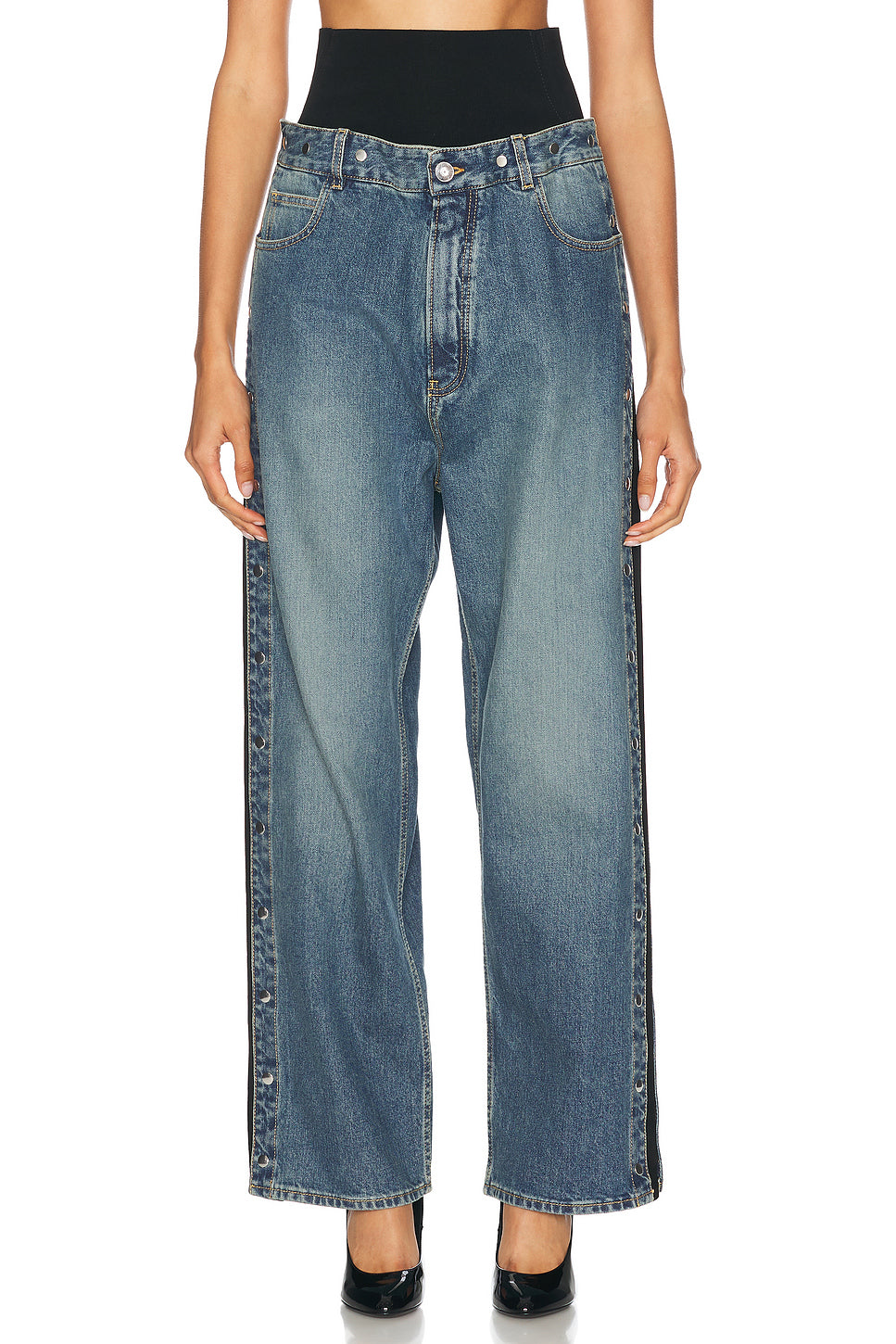 Wide Leg With Snaps Jeans
