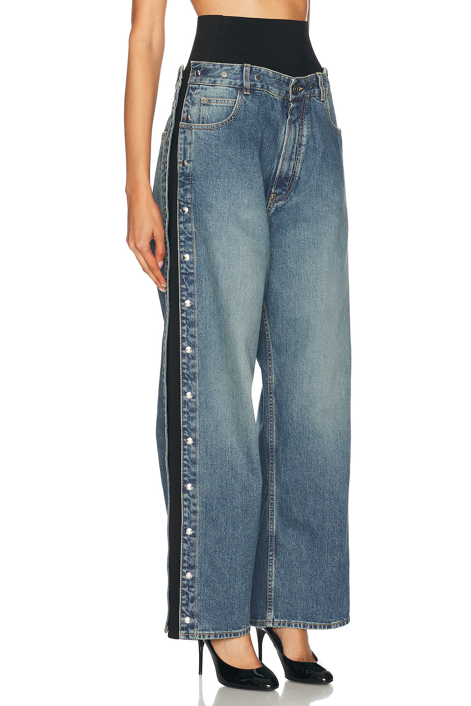 Wide Leg With Snaps Jeans