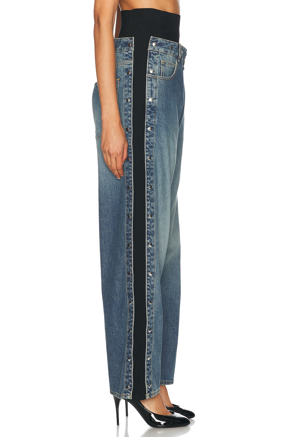 Wide Leg With Snaps Jeans