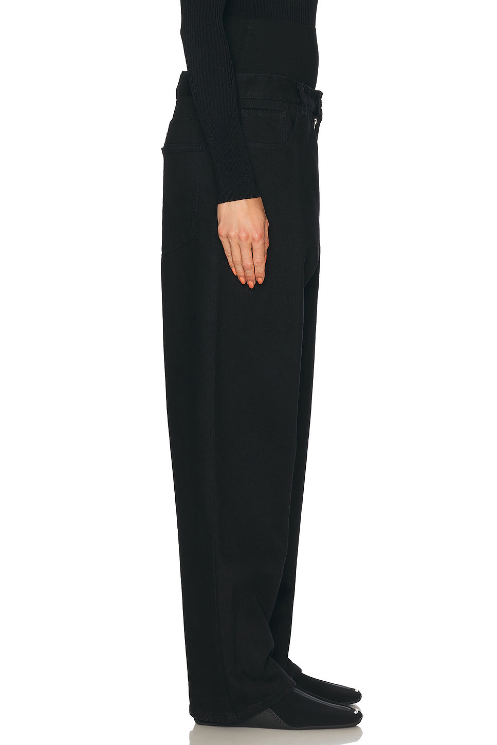 Knit Band Waist Straight Leg Jeans