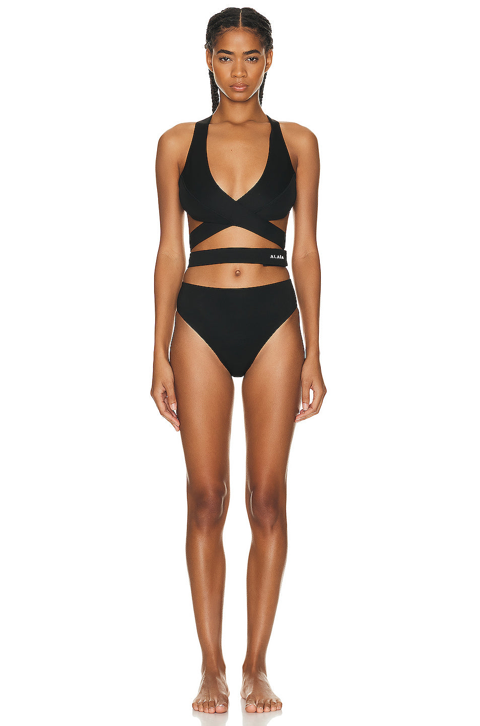 Criss Cross Bikini Set in Noir Alaïa