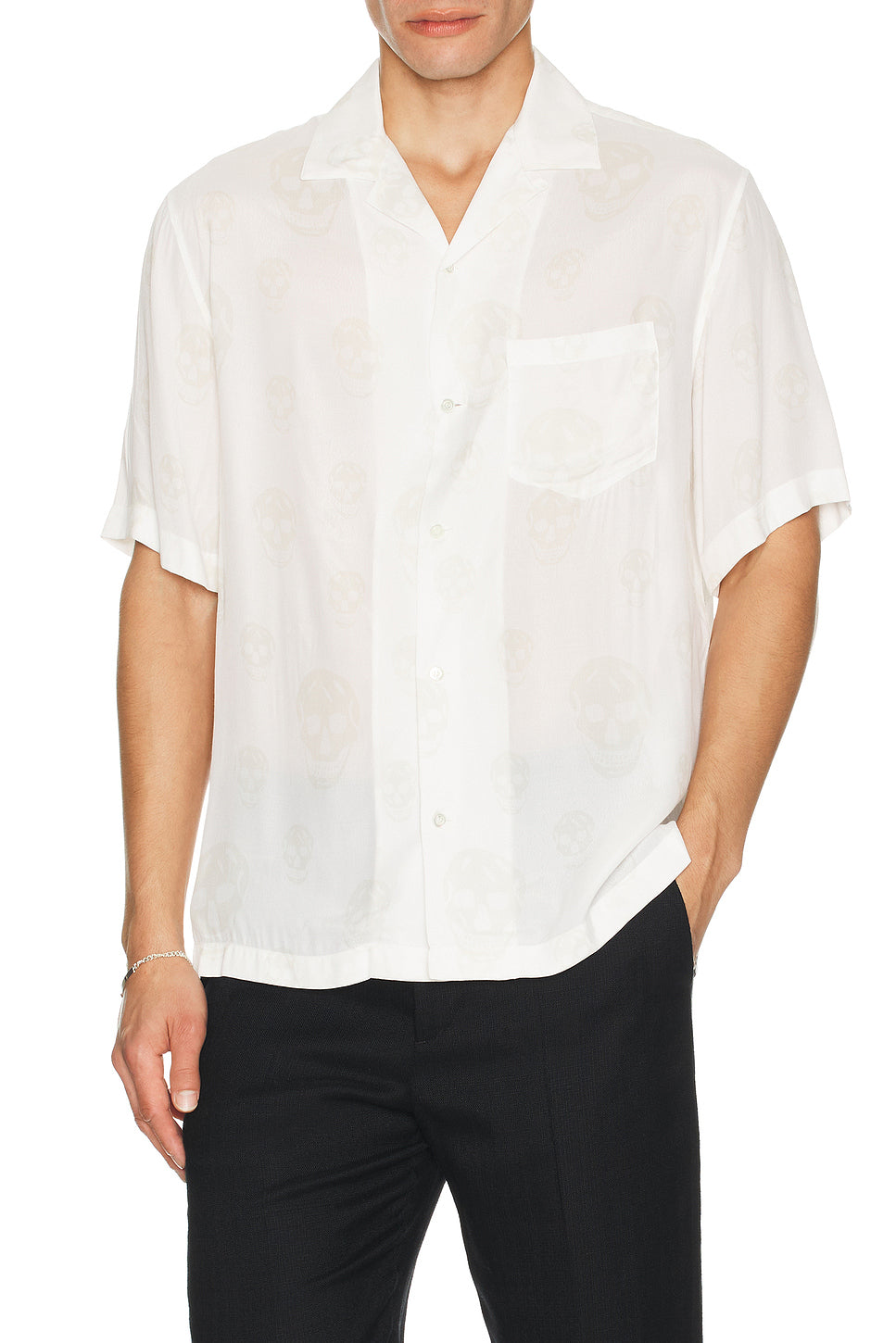 Printed Hawaiian Skull Print Shirt
