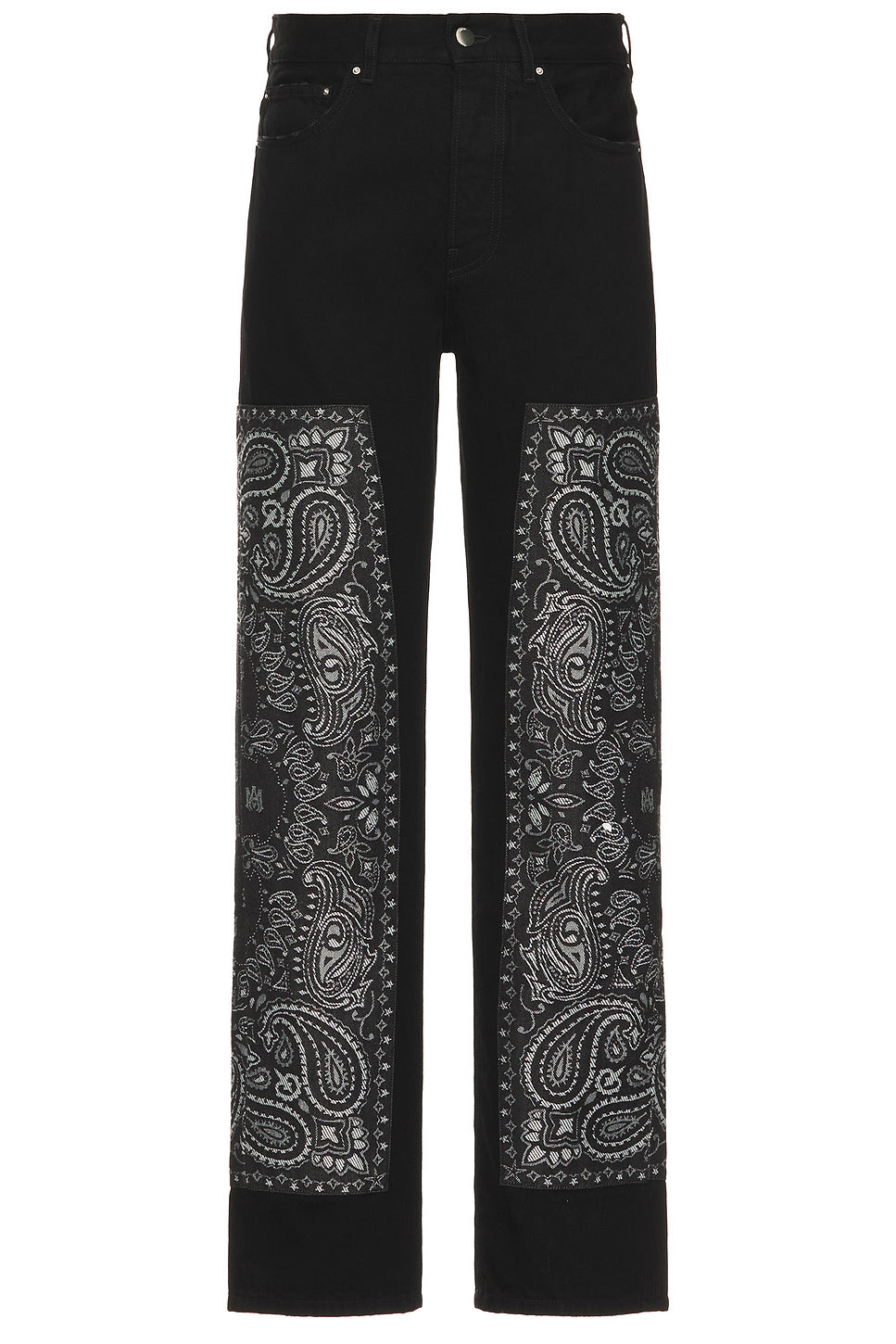 Bandana Jacquard Paneled Straight Jeans
