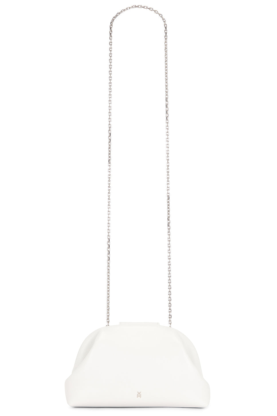 Camelia Leather Bag In White & Silver