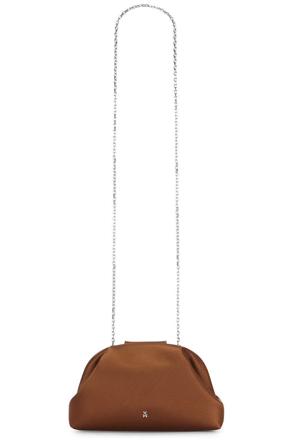 Camelia Satin Bag In Mocha & Silver
