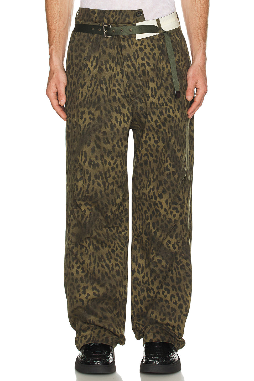Unisex Leopard Cross-Over Wide Jeans