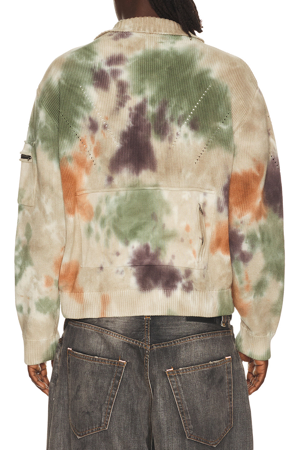 Multi Dyed Knit Zip Up Sweater